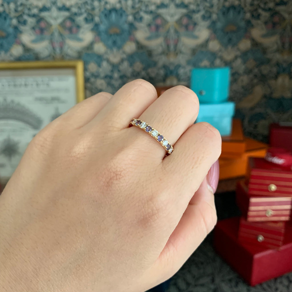【ベキリーブルー】天然カラーチェンジガーネット 天然ダイヤモンド 0.38ct リング