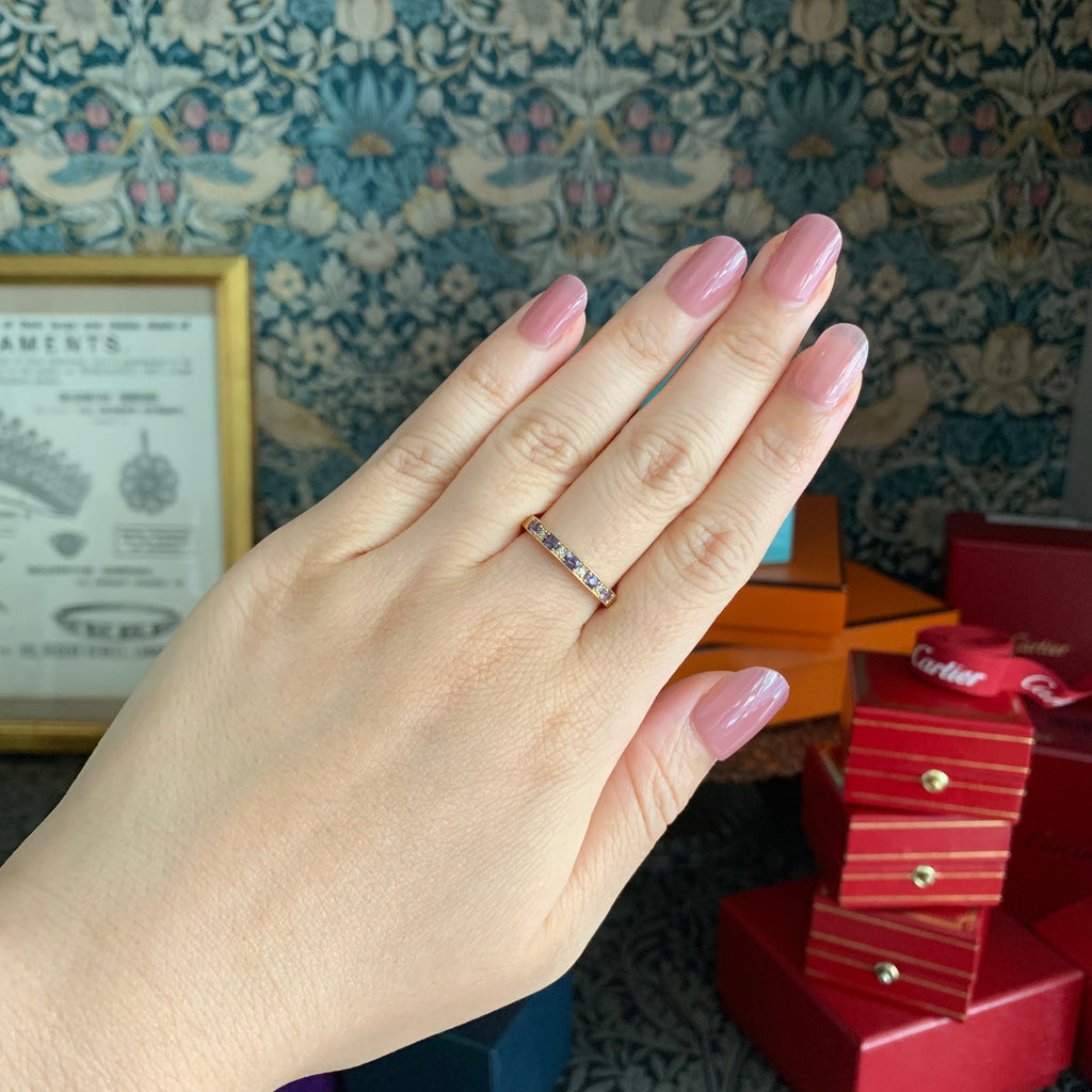 【ベキリーブルー】天然カラーチェンジガーネット 天然ダイヤモンド 0.38ct 18金リング