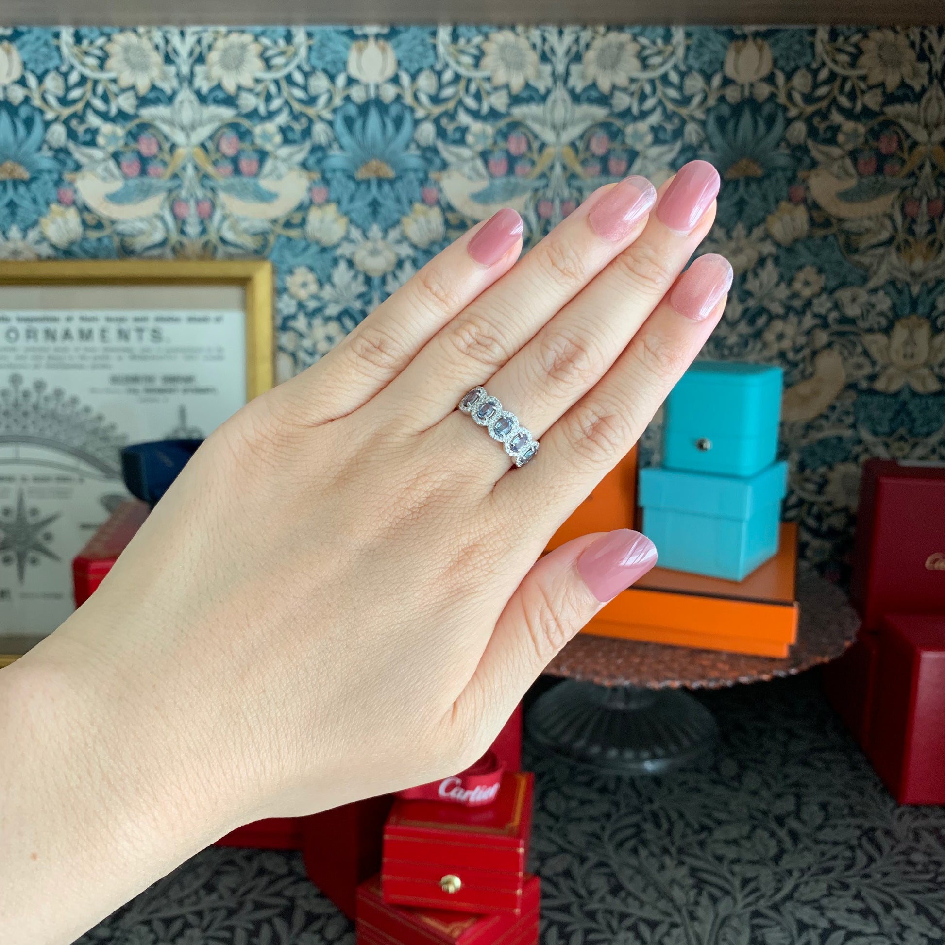 天然アレキサンドライト 0.75ct 天然ダイヤモンド プラチナリング