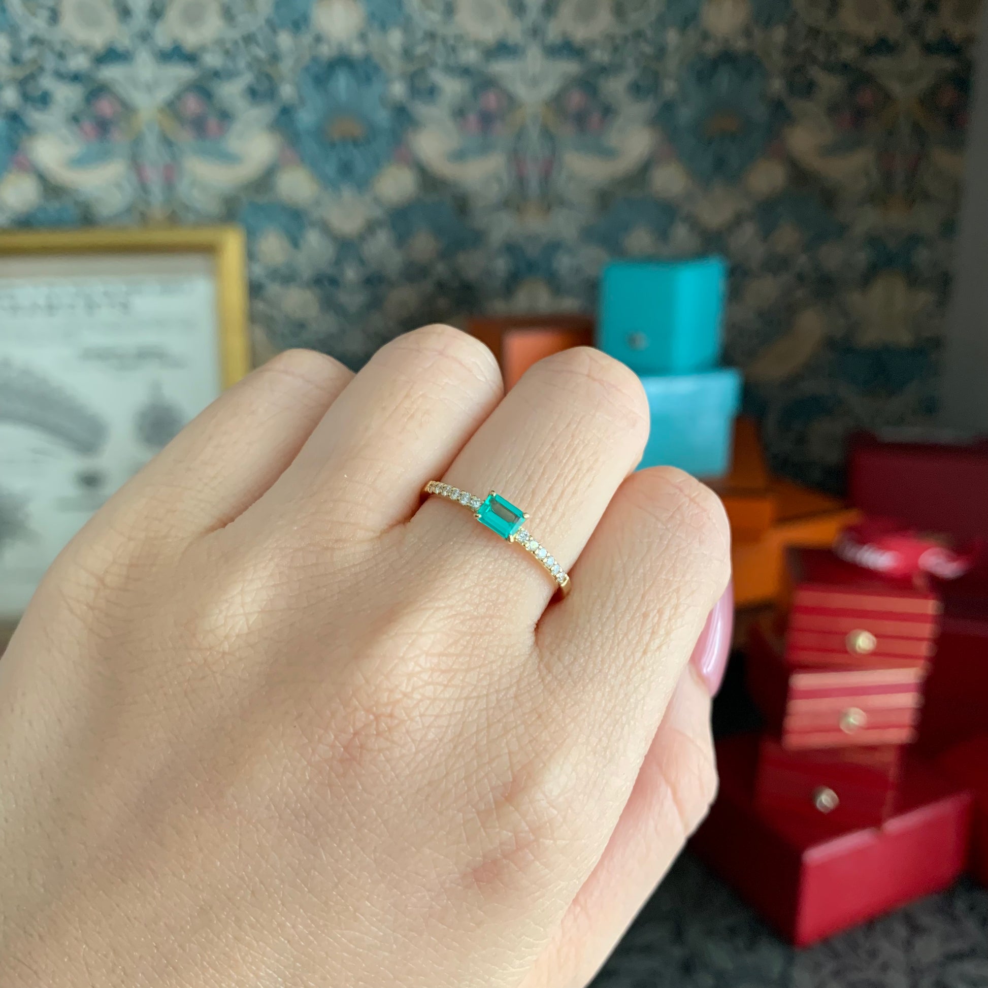 【コロンビア産】天然エメラルド 0.18ct 天然ダイヤモンド リング