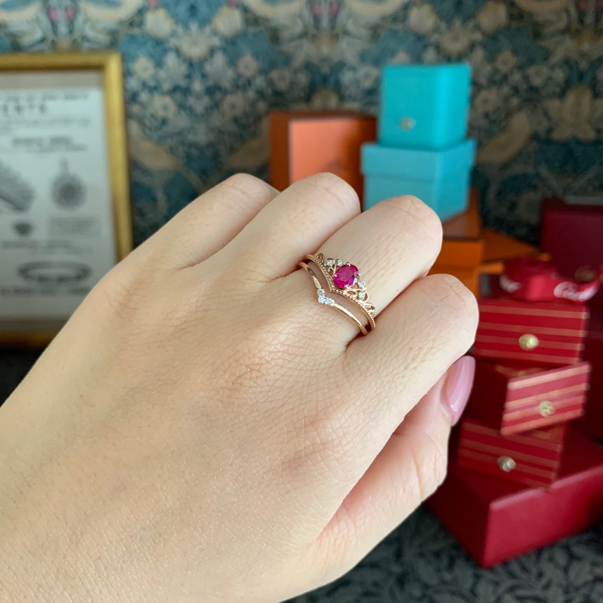 【ビルマ産ルビー】天然ルビー 0.407ct 天然ダイヤモンド リング