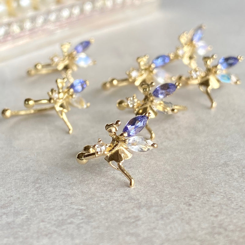【オリジナル イヤカフ】天然タンザナイト 天然ロイヤルブルームーンストーン 天然ダイヤモンド新品