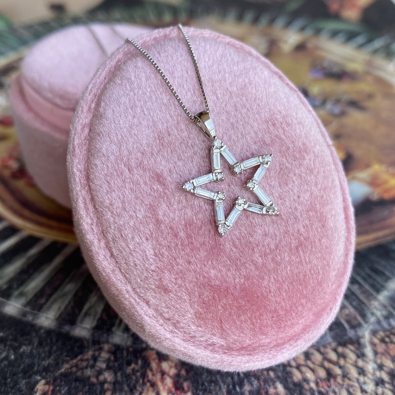 天然ダイヤモンド 星型ネックレス バケットカット