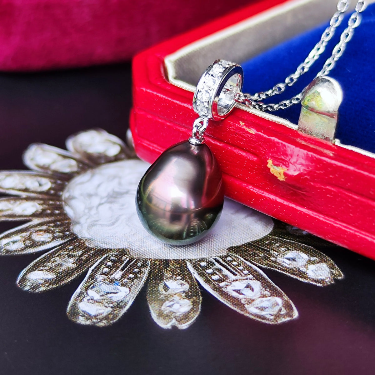 MIKIMOTO ミキモト 黒蝶真珠 18金WG ネックレス