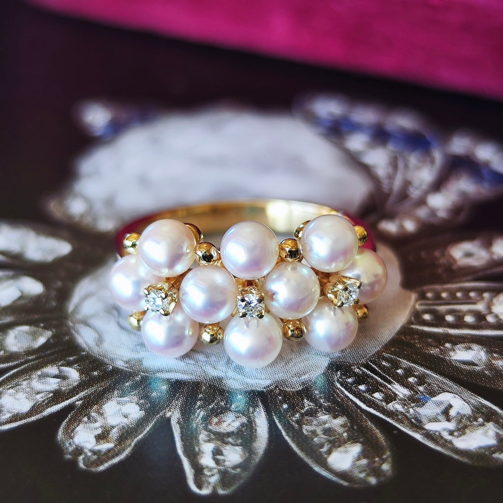 MIKIMOTO ミキモト あこや真珠 18金リング