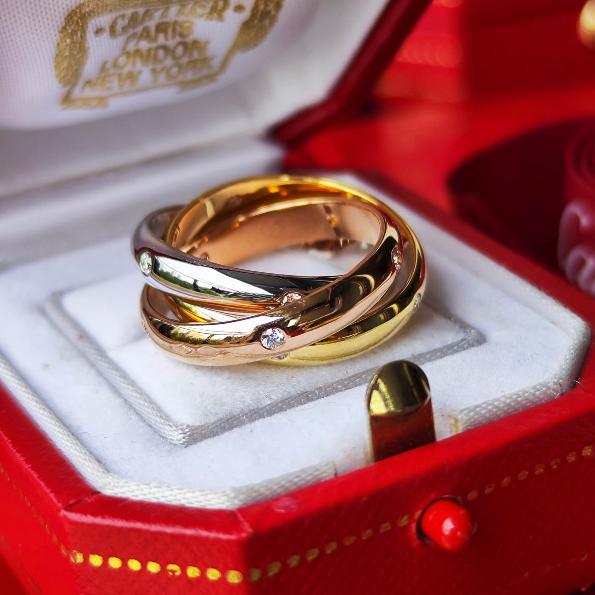 Cartier カルティエ トリニティスター ダイヤモンド リング 50 18金