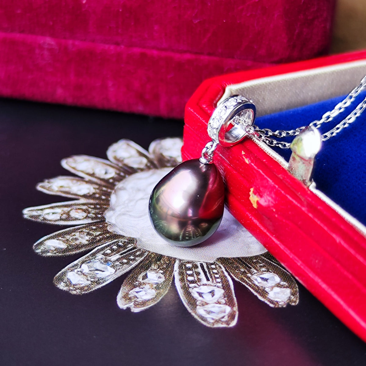 MIKIMOTO ミキモト 黒蝶真珠 18金WG ネックレス