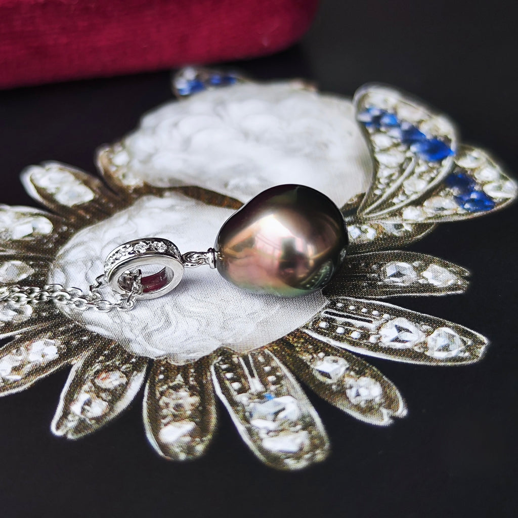MIKIMOTO ミキモト 黒蝶真珠 18金WG ネックレス