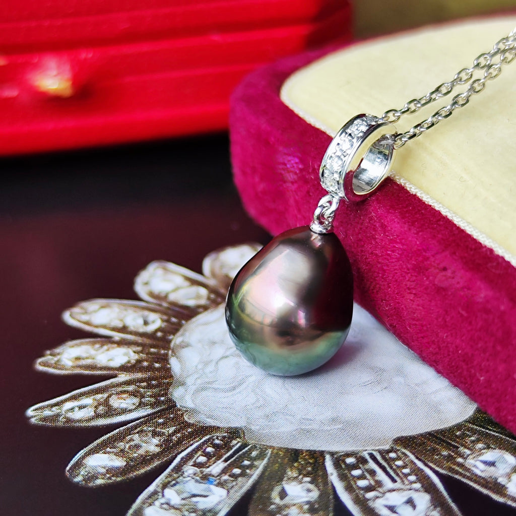 MIKIMOTO ミキモト 黒蝶真珠 18金WG ネックレス