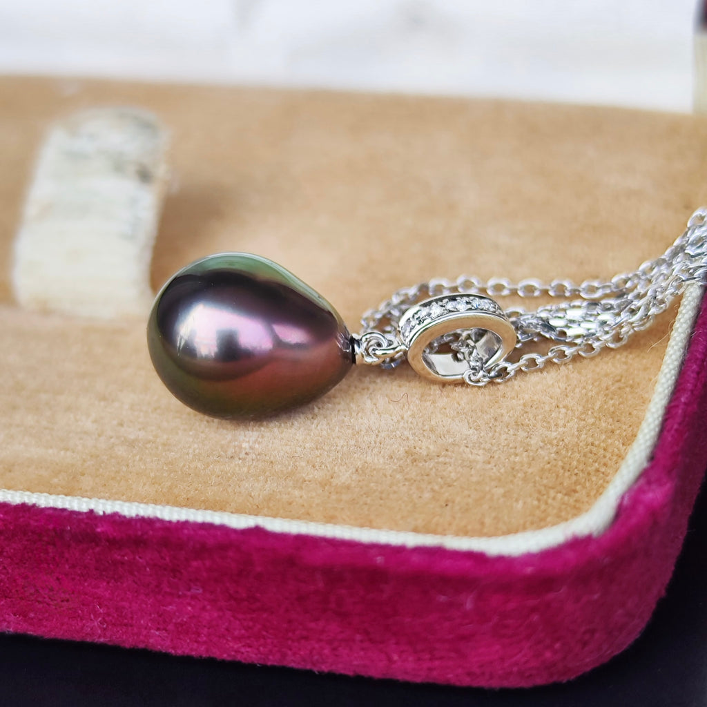 MIKIMOTO ミキモト 黒蝶真珠 18金WG ネックレス