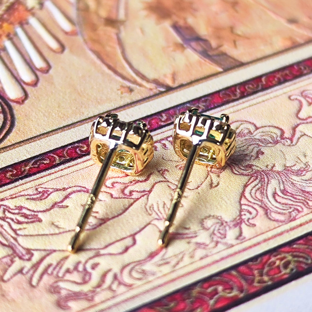 【コロンビア産】天然エメラルド 天然ダイヤモンド 18金ピアス
