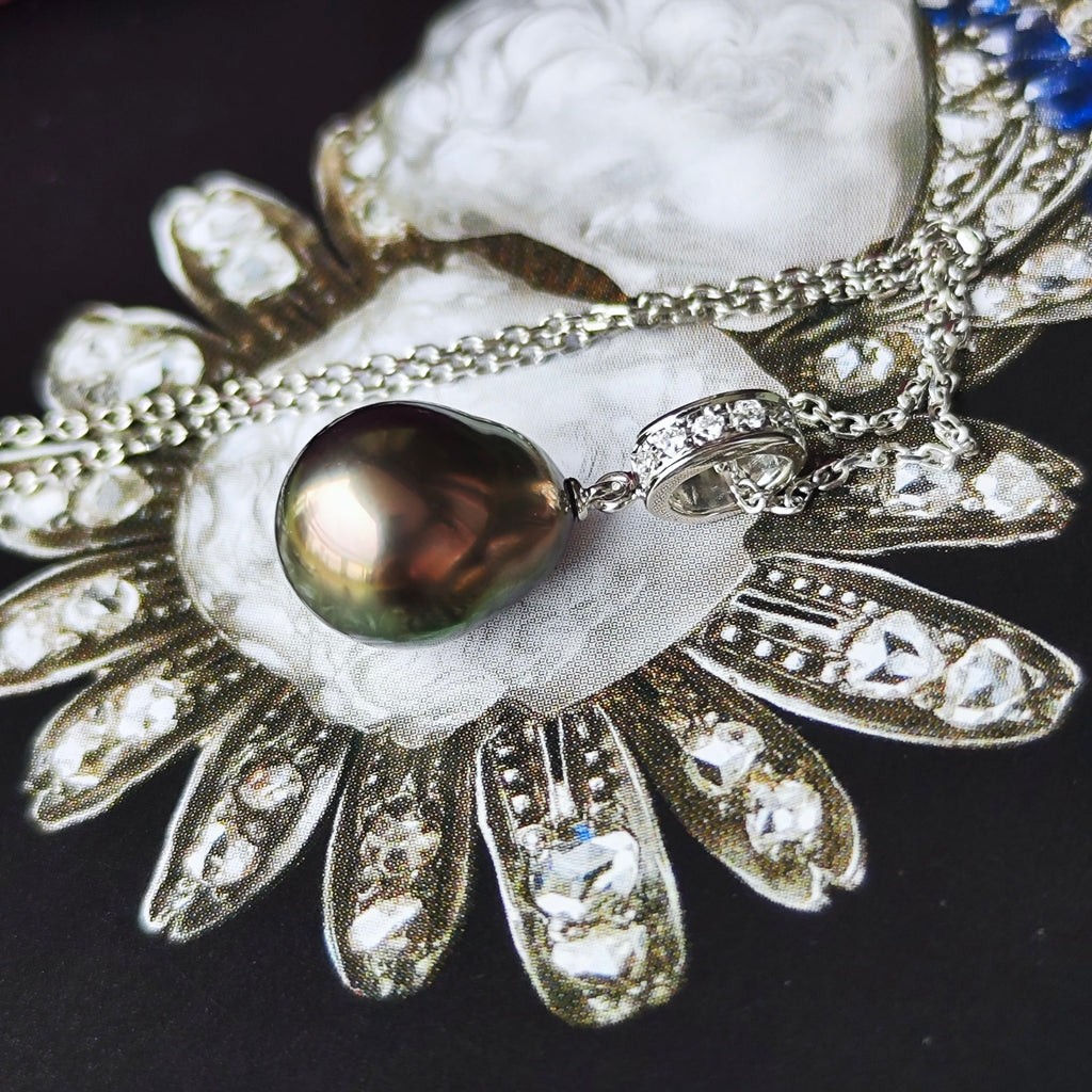 MIKIMOTO ミキモト 黒蝶真珠 18金WG ネックレス