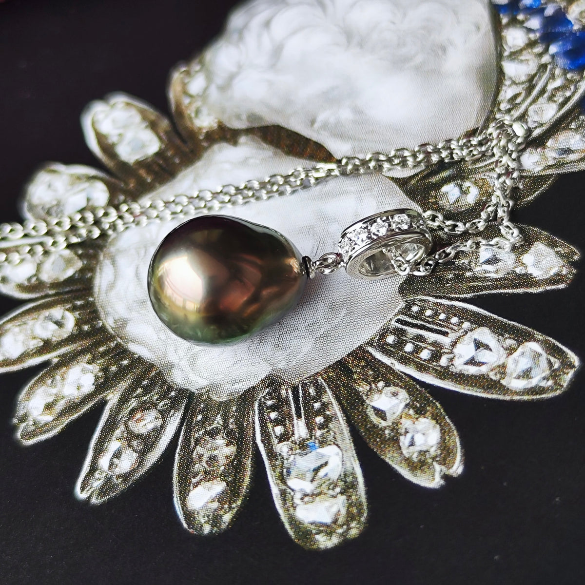 MIKIMOTO ミキモト 黒蝶真珠 18金WG ネックレス