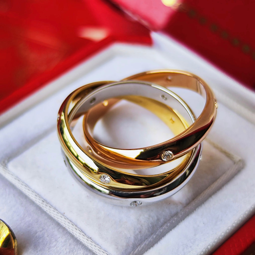 Cartier カルティエ トリニティスター ダイヤモンド リング 50 18金