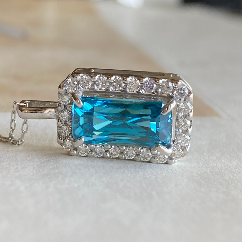 天然ジルコン 4.18CT 天然ダイヤモンド 新品ネックレス