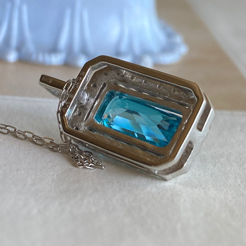 天然ジルコン 4.18CT 天然ダイヤモンド 新品ネックレス
